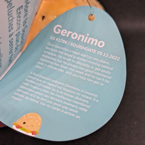 NWT Geronimo the Breakfast Bagel Clip Squishmallow - Picture 3 of 4